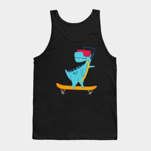 Skater Dino T-Rex Children Gift Tank Top